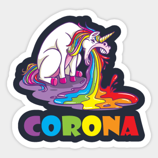 unicorn makes corona puke Sticker